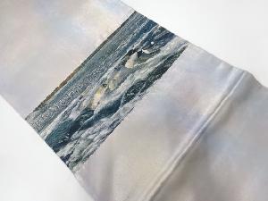 リサイクル　河原風景模様刺繍袋帯